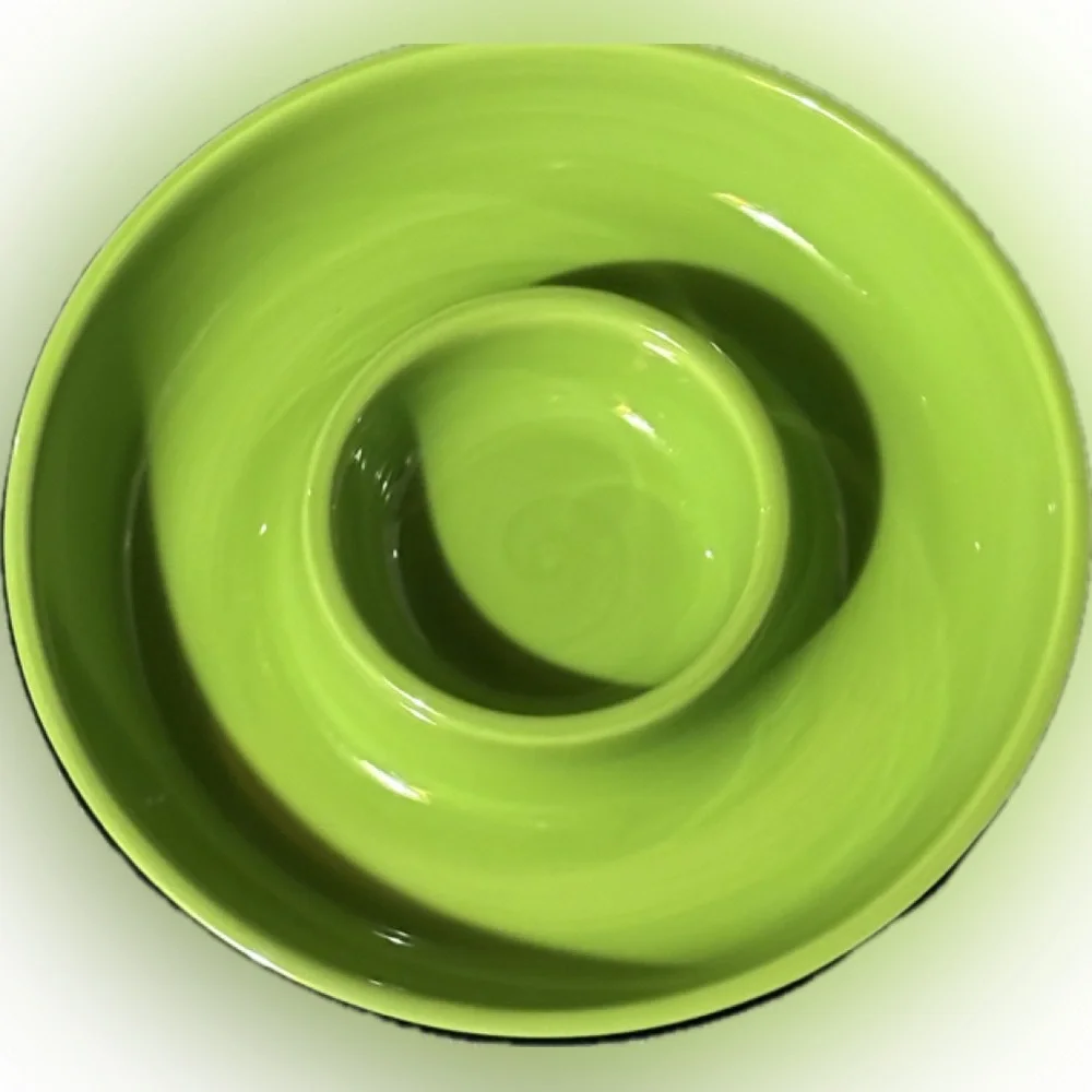 Crate & Barrel Colorful Ceramic Lime And Margarita Rim Salter Divided Dip Bowl